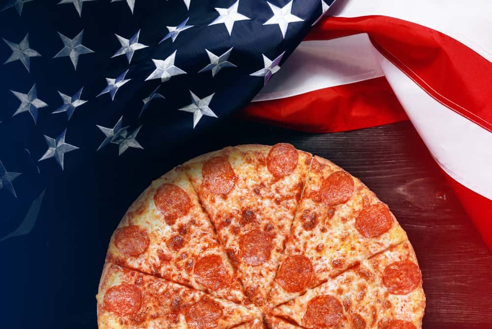 American flag and pizza